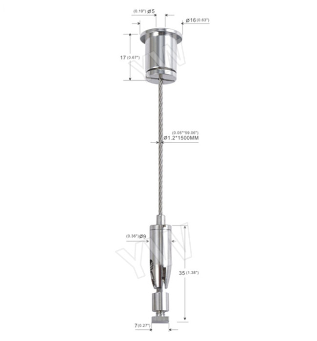 Ø 1.2 Mm Stainless Steel Wire Light Hanging Kit Swivel Adjustable Cable