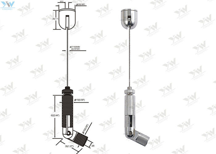 Sloped Ceiling Swivel Ceiling Light Cable Kit Ø 2.0 Mm Steel Wire 180 Degree Movement