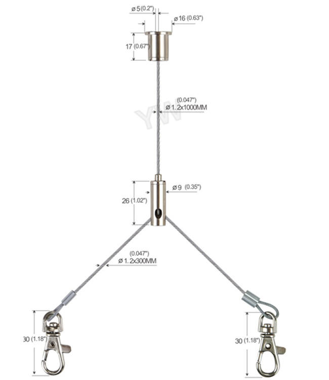Flexible Aircraft Cable Suspension Systems Y Type Hanging Kit Easy