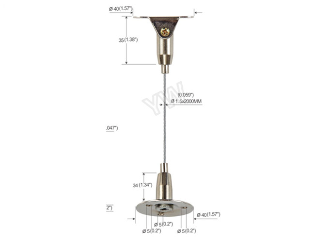 Brass Height Adjustable Suspended Wire Lighting Kit , Ceiling Light