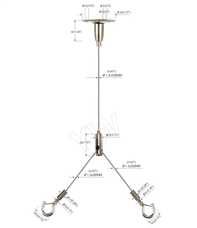 600 Mm X 600 Mm Ceiling Light Suspension Kit , Y Type Aquarium Hanging