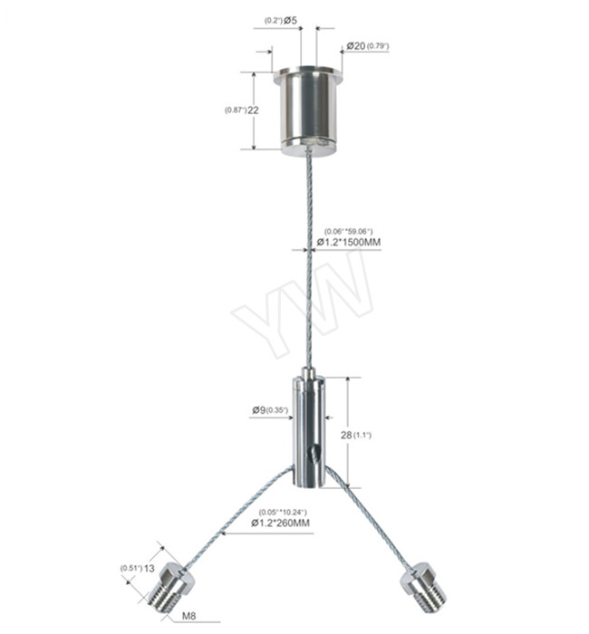 Galvanized / Stainless Steel Wire Suspension Kit , Y Cable Track