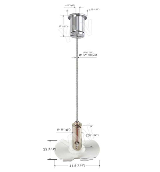 1 / 16 ″Stainless Steel Cable Suspension Kits / Cable Display System