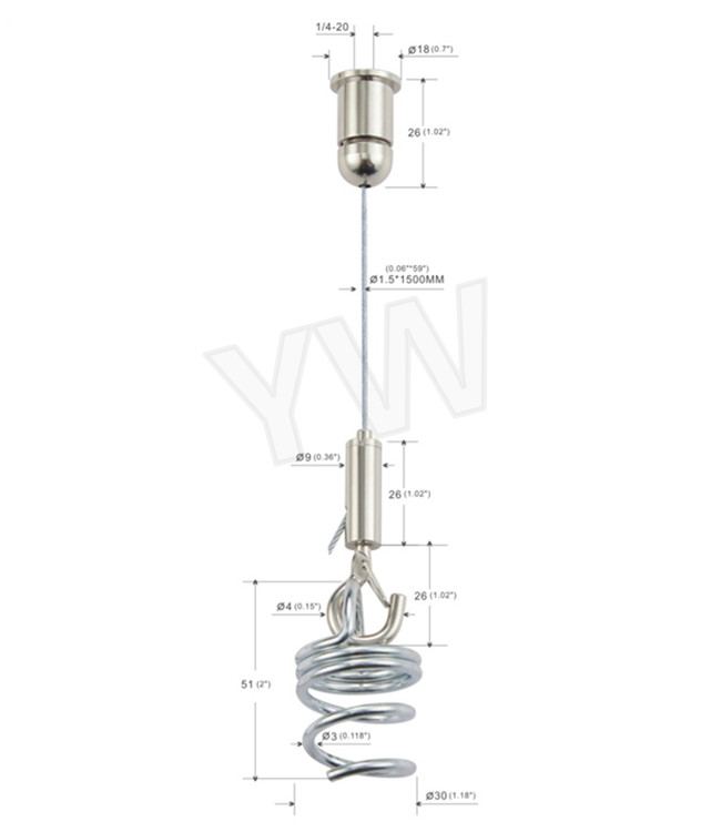 Acoustic Panels String Light Suspension Kit With Spiral Anchors Stainless Steel