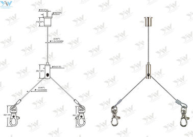 Flexible Aircraft Cable Suspension Systems Y - Type Hanging Kit Easy Install