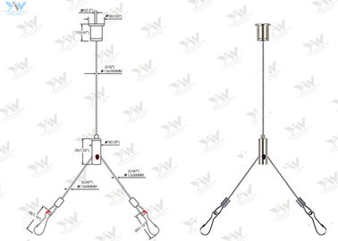 Y - Type Cross Cable Suspension Kits With Clips Applied 600mm X 600mm LED Panel Light