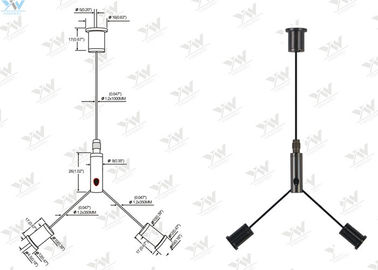 Black Cable Suspension Kits Y - Type Cable Cross For 600 Mm X 600 Mm LED Panel