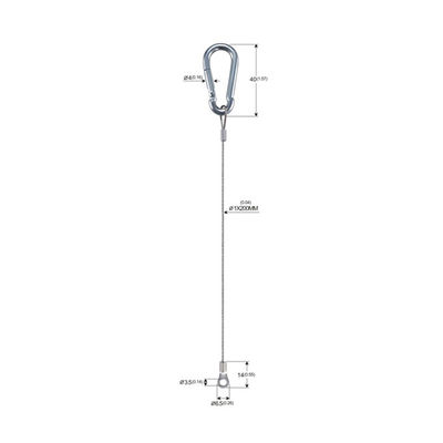 Steel Wire Rope Cable Lanyard With Stamped Eye And Snap Hooks YW86536