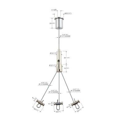 Acoustic Panel Hanging System With Adjustable Cable Grippers 1.5mm Wire Rope