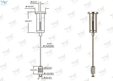 Height Adjustable LED Panel Suspension Kit / Wire Hanging System For Shopfitters