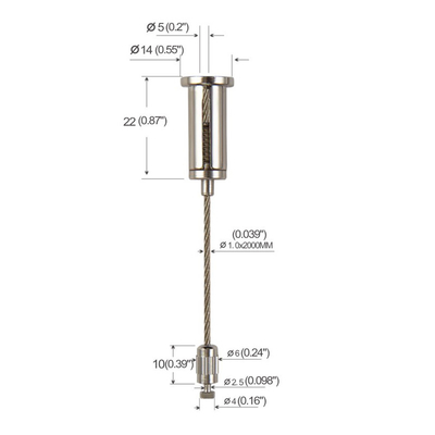 1.2mm Wire Side Exit Hanging Wire Rope Custom Length Wire Suspension Kit For Picture Frame