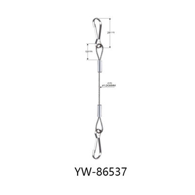 Steel Wire Rope Cable Lanyard With Stamped Eye And Snap Hooks YW86536