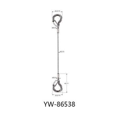 Steel Wire Rope Cable Lanyard With Stamped Eye And Snap Hooks YW86536