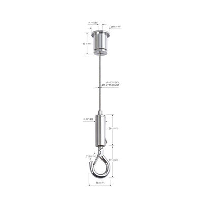 Lighting Fitting Wire Suspension Kit With Adjustable Gripper Hook YW86336